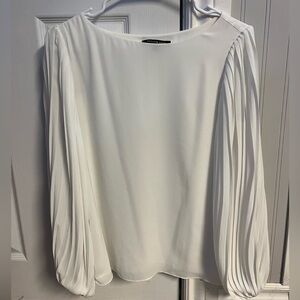 Elegant White Blouse with Pleated Sleeves - Melanie Lyne